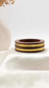 Twin Band Wood & Gold Bangle